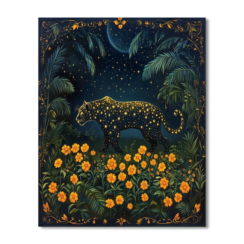 Frida Kahlo Inspired Jaguar Constellation Garden paint by number