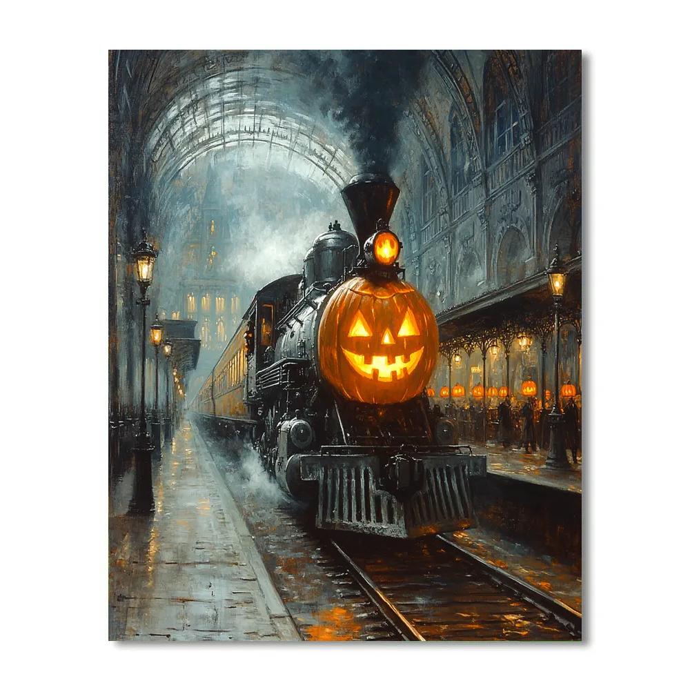 Train Station For Haunted Travelers At Midnight DIY paint by numbers