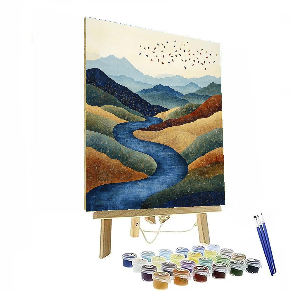 Hiroshige Inspired Autumn River Dream Number painting