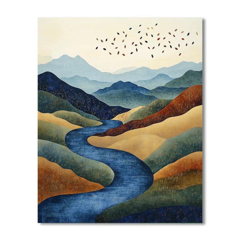 Hiroshige Inspired Autumn River Dream Number painting