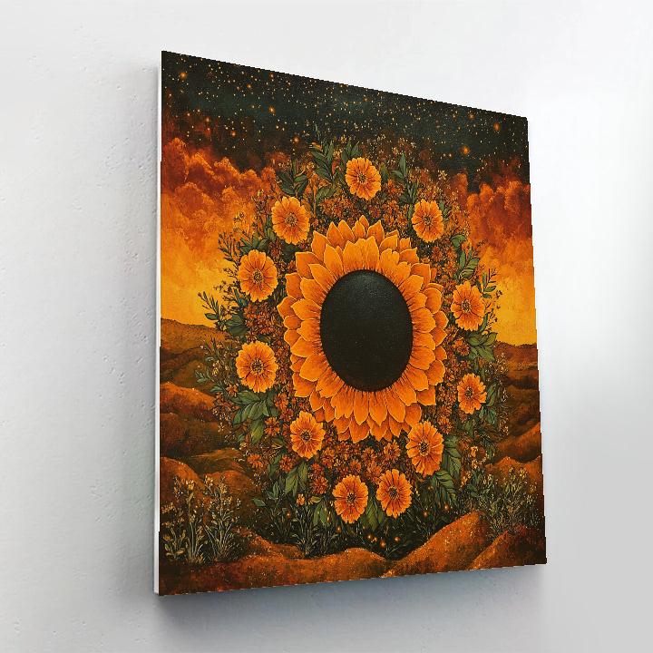 Frida Kahlo Inspired Marigold Solar Eclipse paint by color
