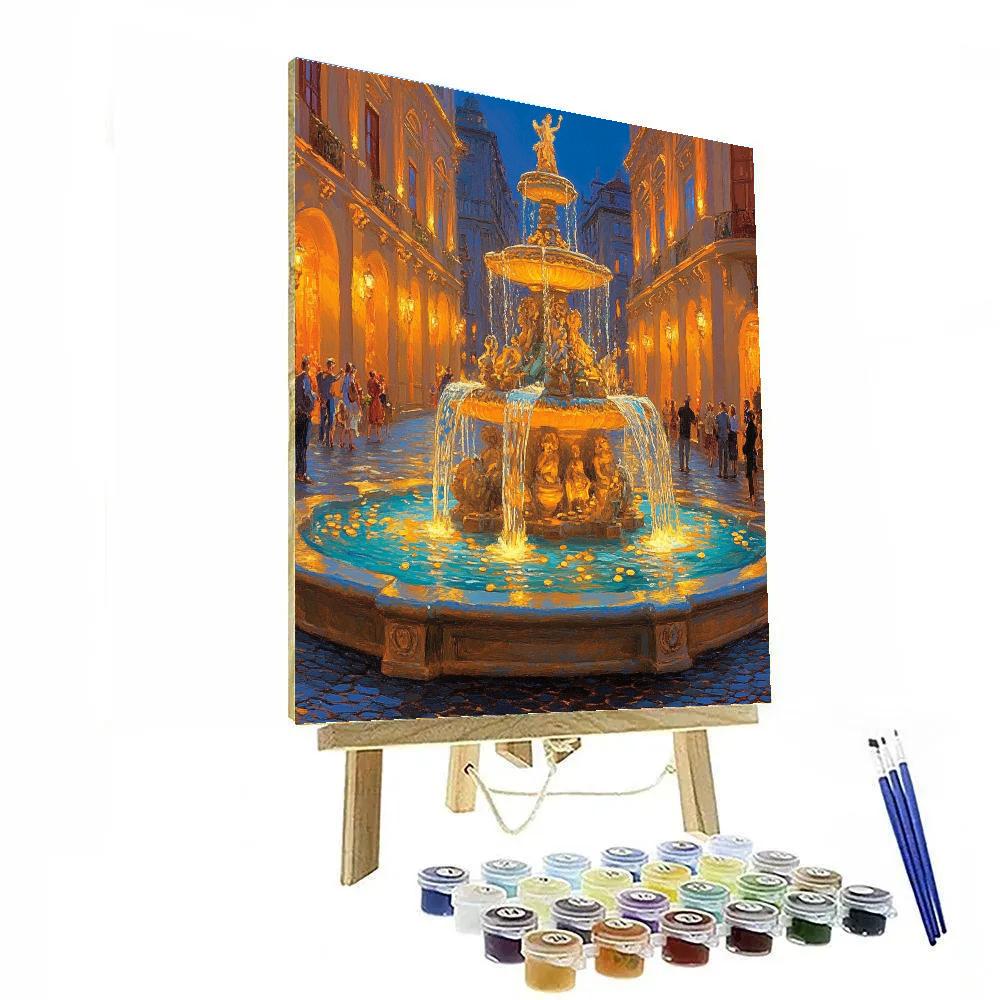 Trevi Fountain Evening Glow Rome Italy paint by color