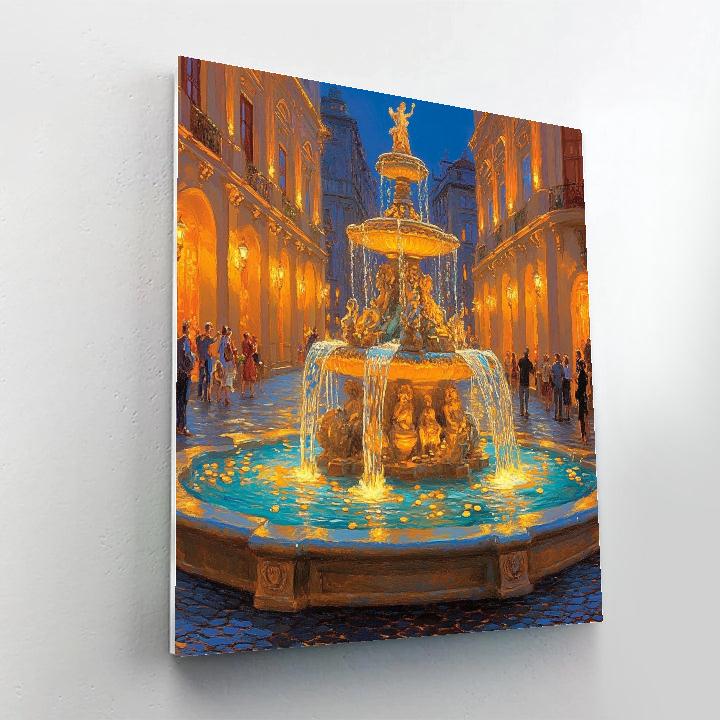 Trevi Fountain Evening Glow Rome Italy paint by color