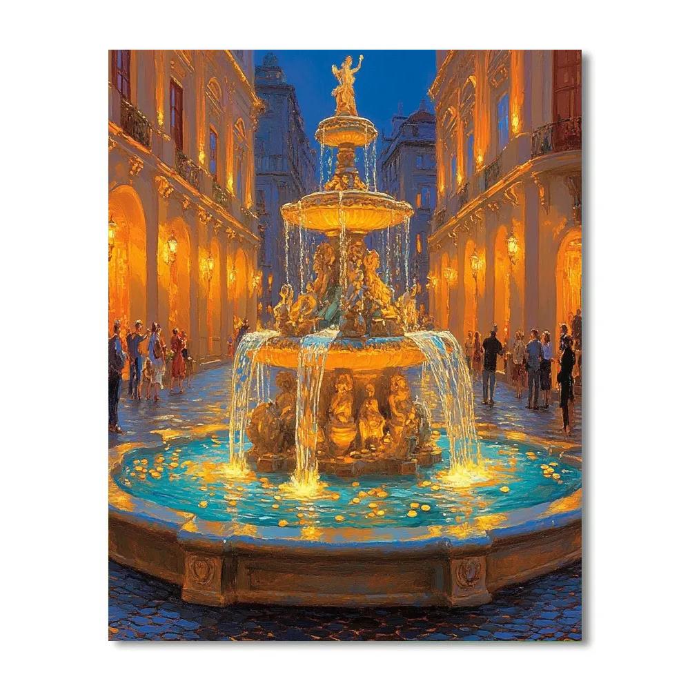Trevi Fountain Evening Glow Rome Italy paint by color