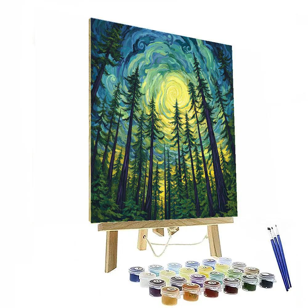 Emily Carr Inspired Stormlit Cathedral Forest Numbered painting kits