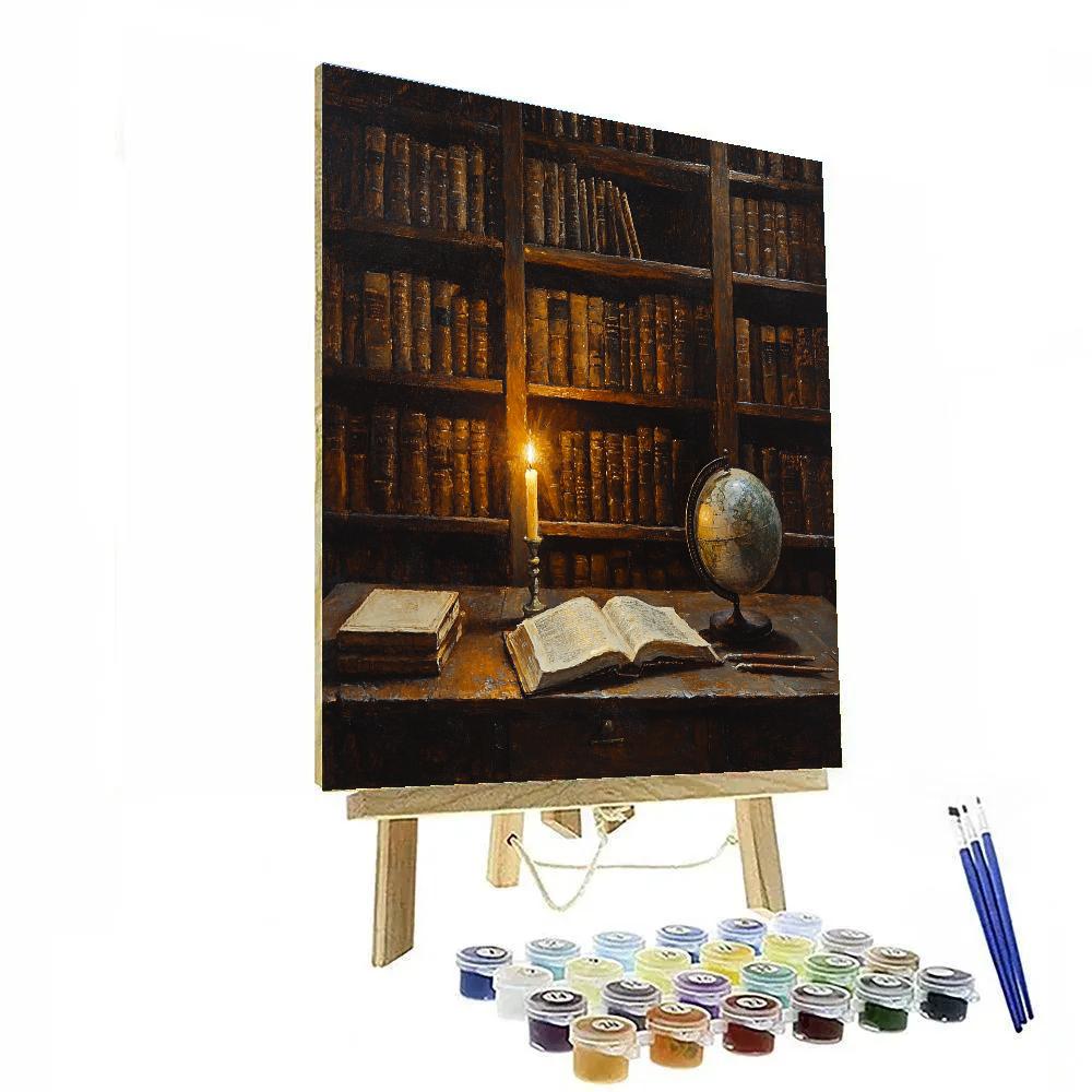 Rembrandt Inspired Candlelit Library Painting by numbers kit