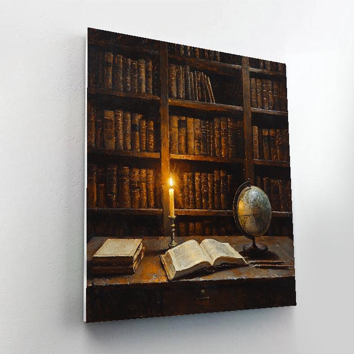 Rembrandt Inspired Candlelit Library Painting by numbers kit