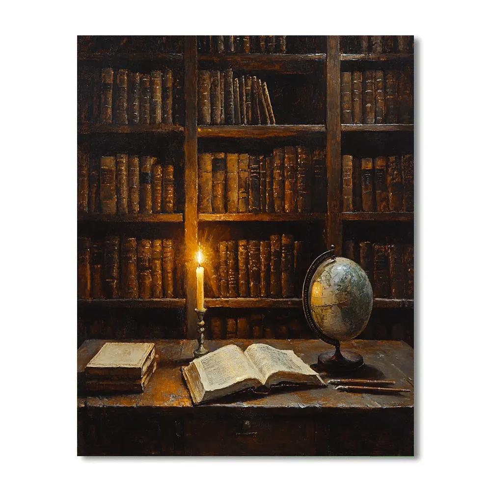 Rembrandt Inspired Candlelit Library Painting by numbers kit