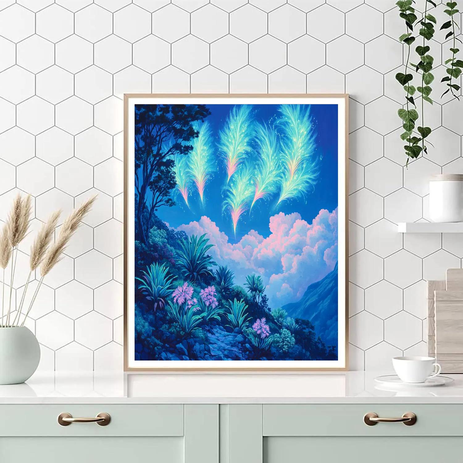 Frida Kahlo Inspired Quetzal Feather Aurora painting number kit