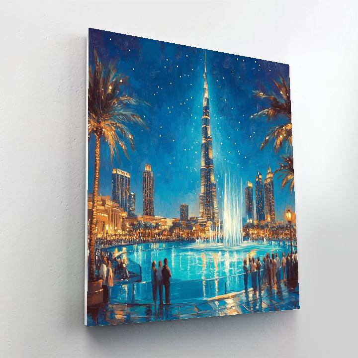 Burj Khalifa Lake Promenade Dubai United Arab Emirates paint by number