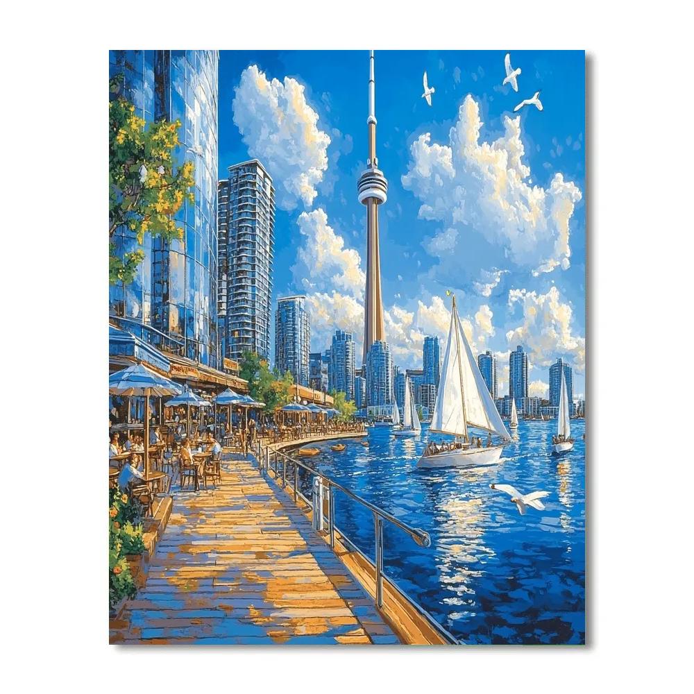 CN Tower And Harbourfront Toronto Canada painting number kit