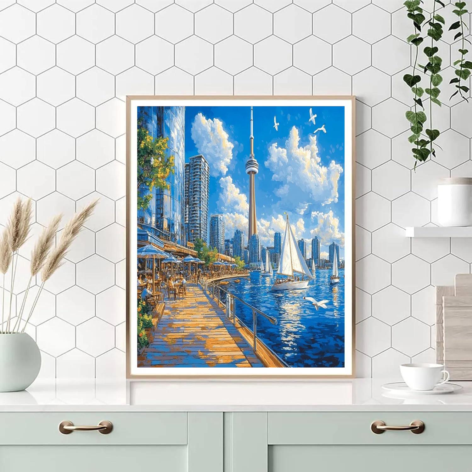 CN Tower And Harbourfront Toronto Canada painting number kit