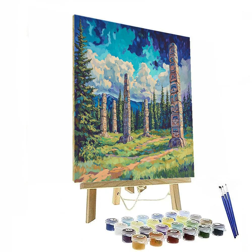 Emily Carr Inspired Totem Grove Under Turquoise Sky DIY paint by numbers