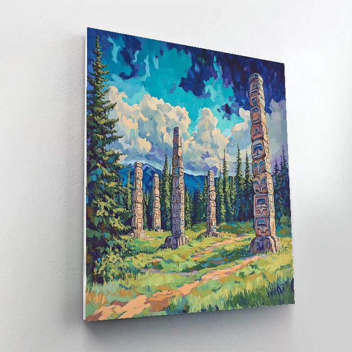 Emily Carr Inspired Totem Grove Under Turquoise Sky DIY paint by numbers