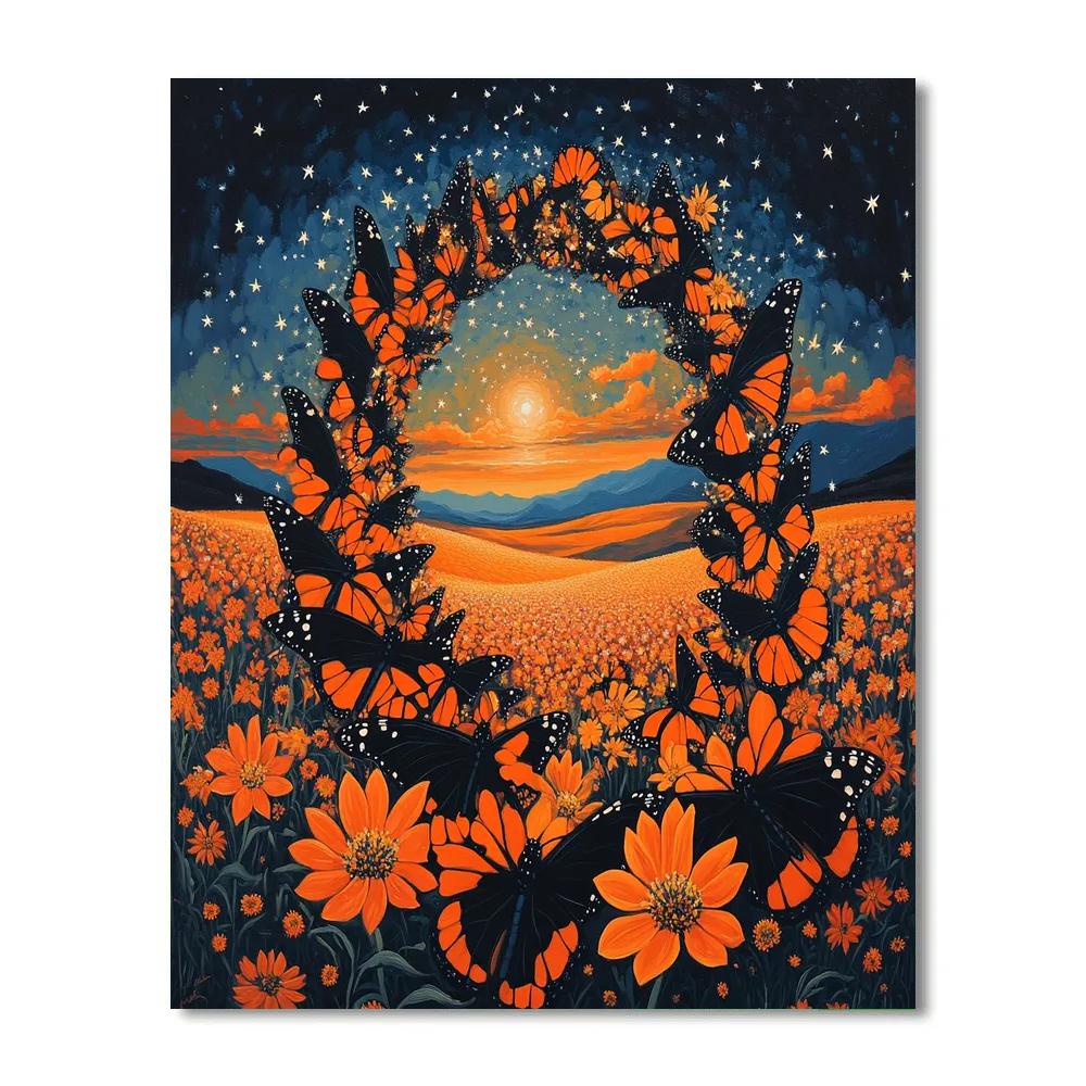 Frida Kahlo Inspired Monarch Migration Galaxy Paint by numbers art