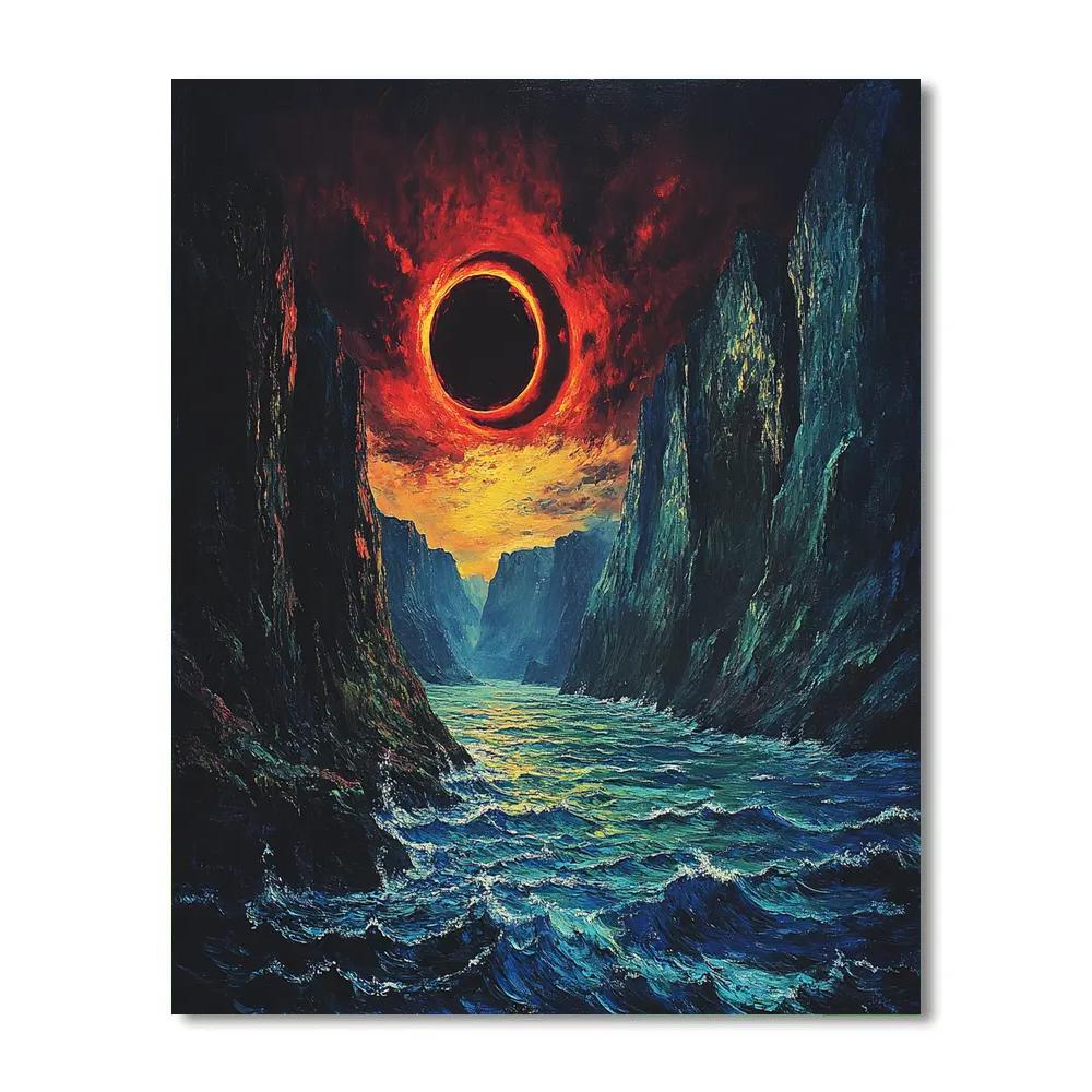 Edvard Munch Inspired Eclipse Over Trembling Fjord Paint by numbers art