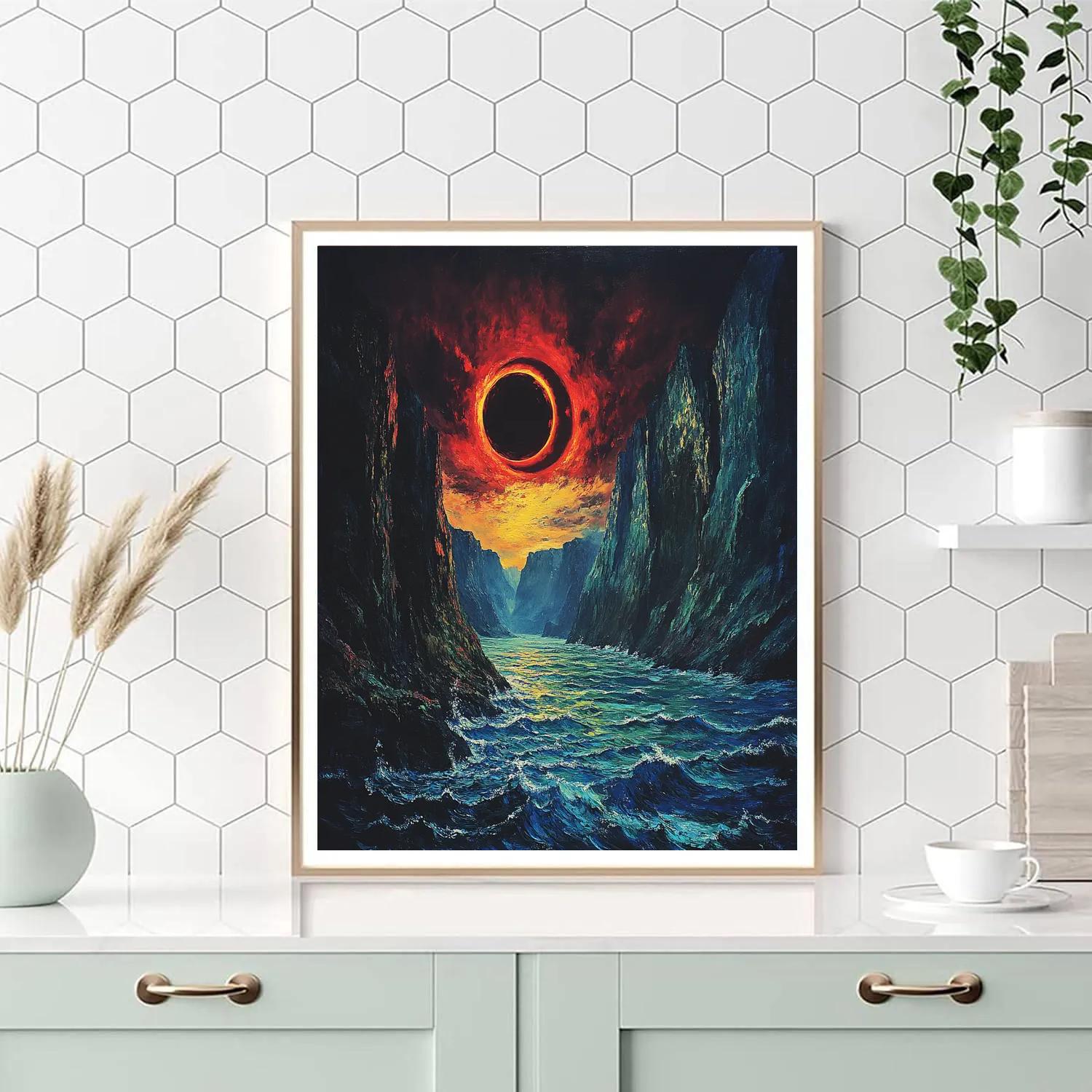 Edvard Munch Inspired Eclipse Over Trembling Fjord Paint by numbers art
