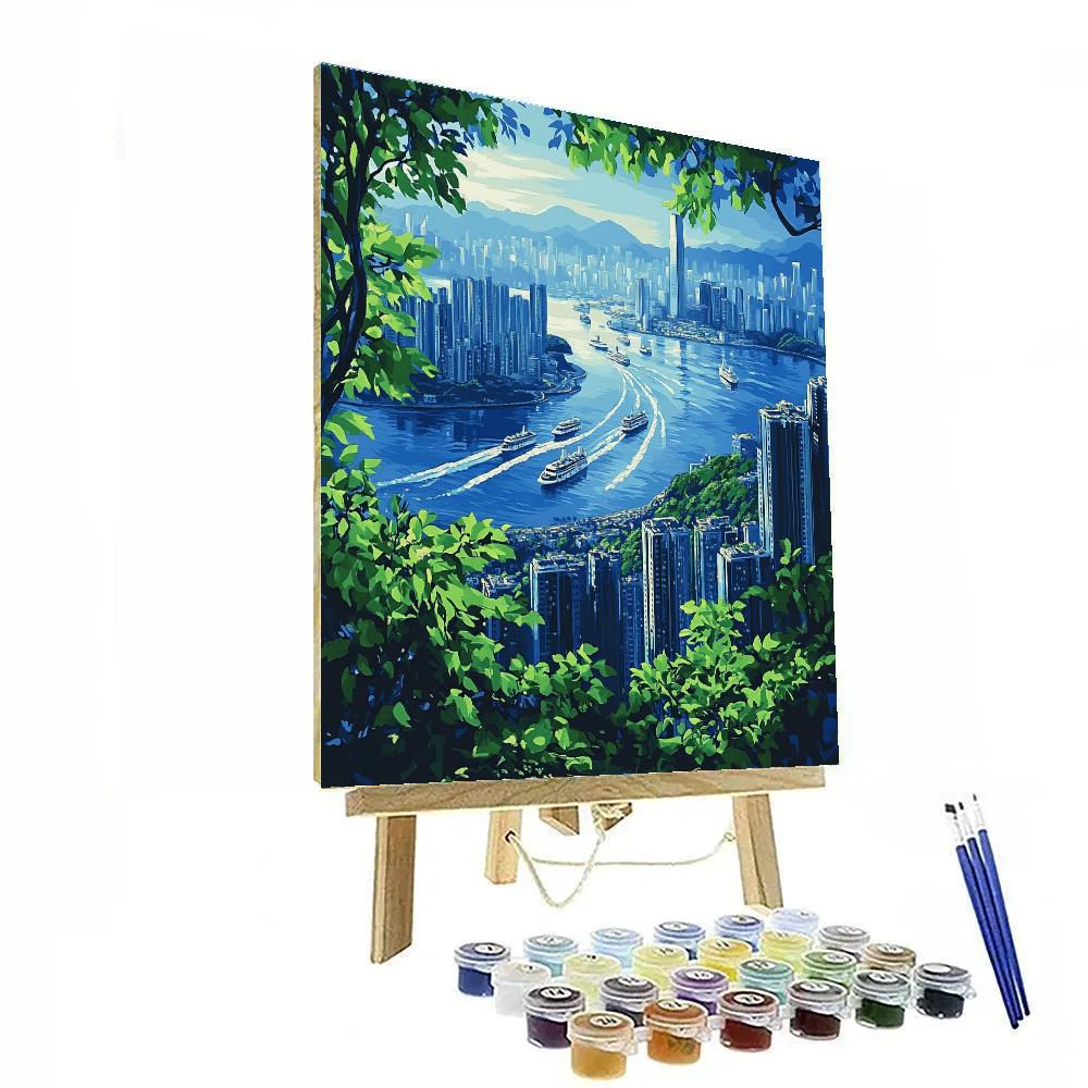 Victoria Peak Skyline Vista Hong Kong China DIY paint by numbers