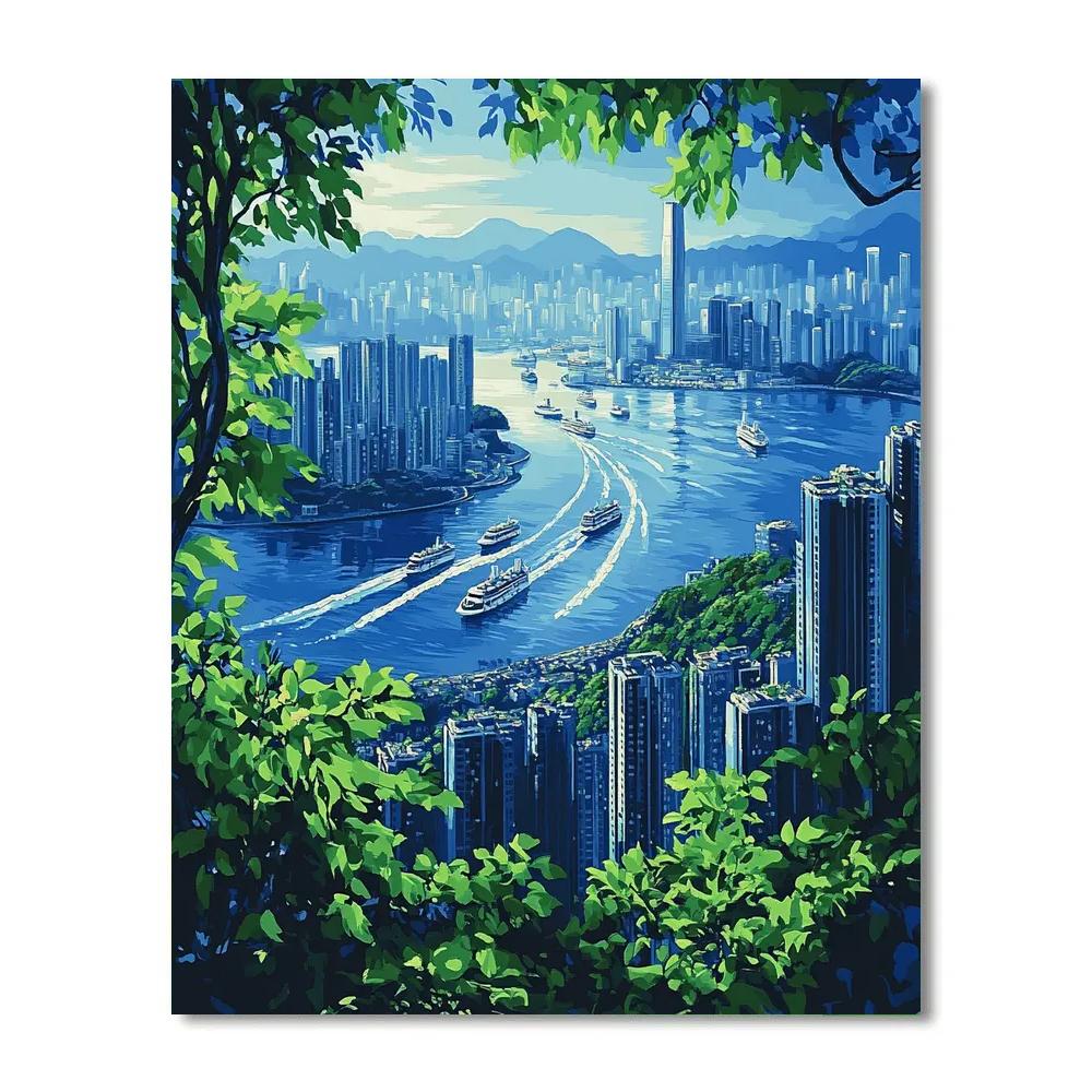 Victoria Peak Skyline Vista Hong Kong China DIY paint by numbers