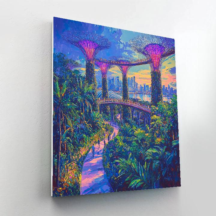 Gardens By The Bay Supertree Dusk Singapore paint by numbers