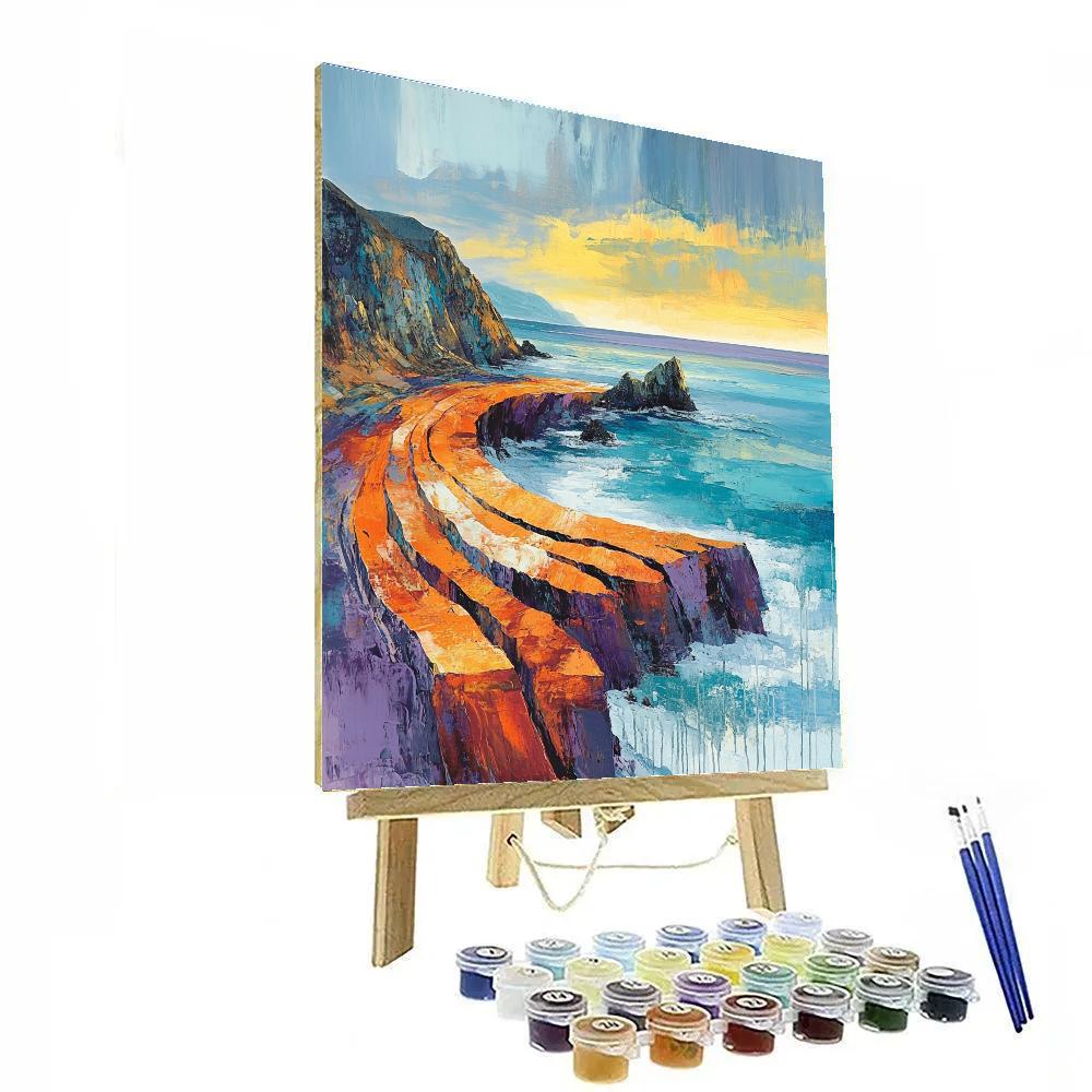 Edvard Munch Inspired Volcanic Shoreline At Dissonant Dawn paint by numbers