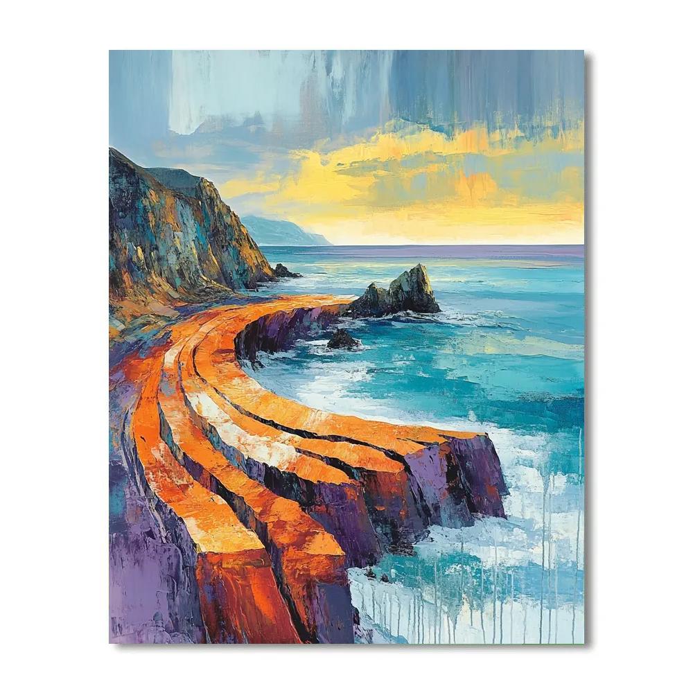 Edvard Munch Inspired Volcanic Shoreline At Dissonant Dawn paint by numbers