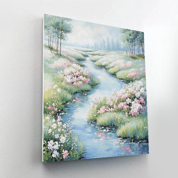Claude Monet Inspired Spring Blossoms Beside Stream DIY paint by numbers