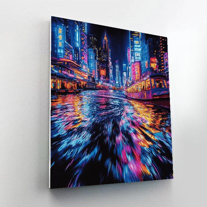 The Bund Night Ferry View Shanghai China paint by color
