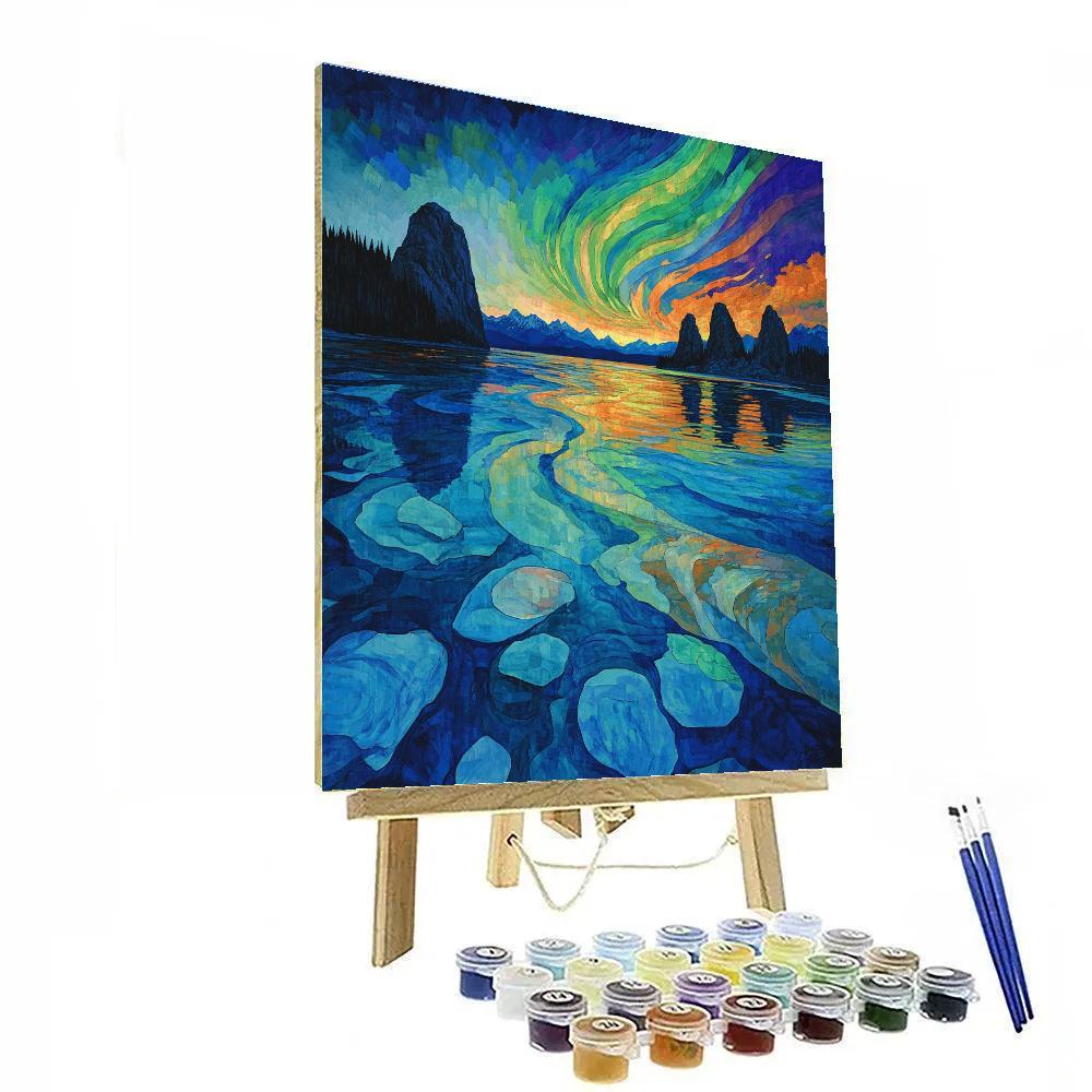 Frederick Varley Inspired Aurora Over Silent Shield Lake Paint by numbers kits
