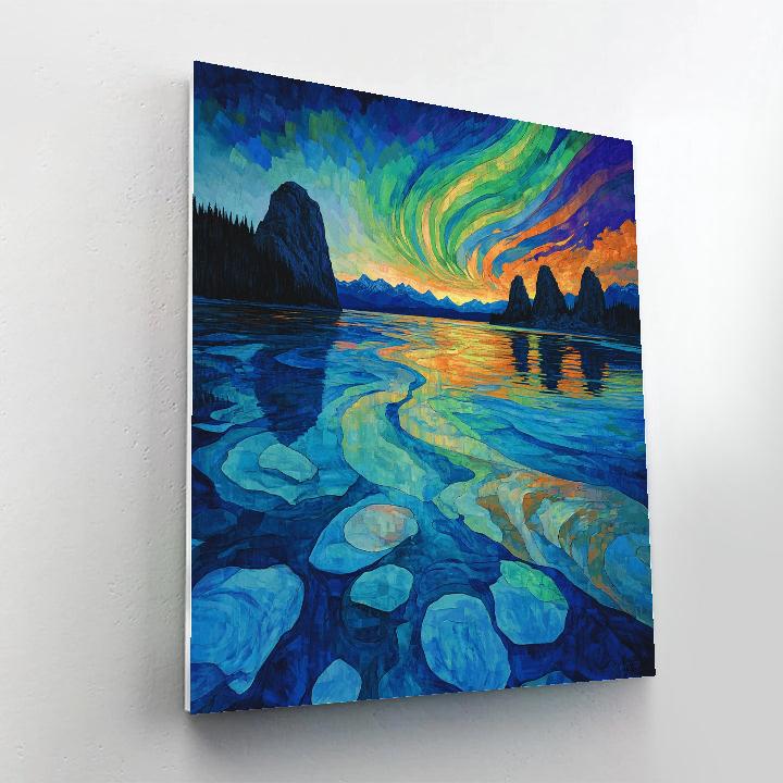 Frederick Varley Inspired Aurora Over Silent Shield Lake Paint by numbers kits