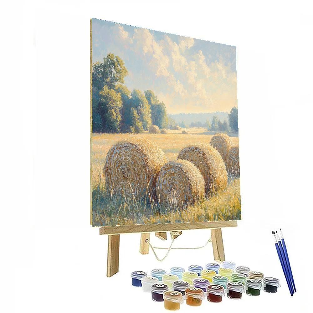 Claude Monet Inspired Morning Haze Over Hayfield Number painting