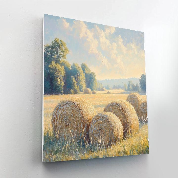 Claude Monet Inspired Morning Haze Over Hayfield Number painting