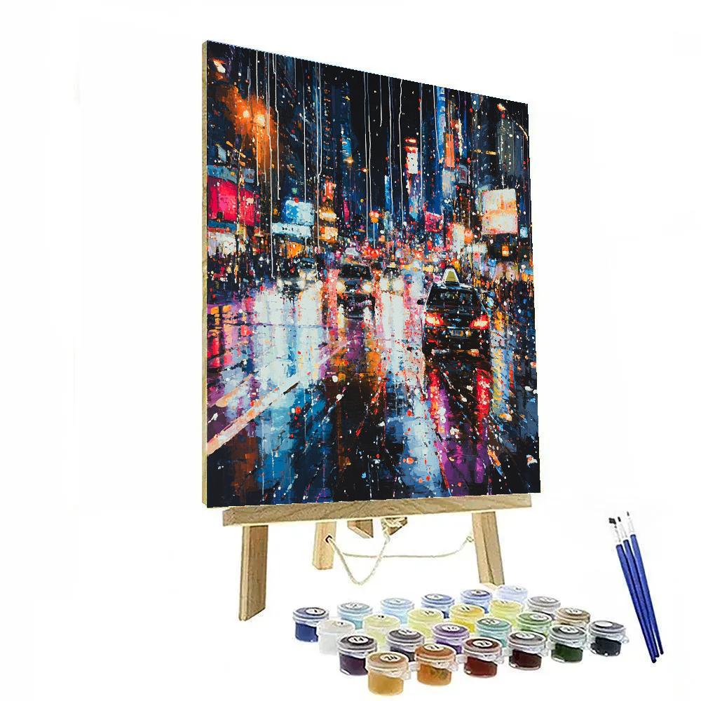 Jackson Pollock Inspired Urban Night Rain Numbered painting kits