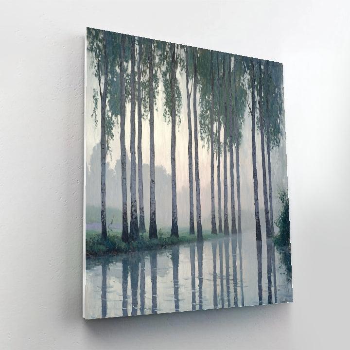 Claude Monet Inspired Silver Fog On Riverbank Poplars Numbered painting kits