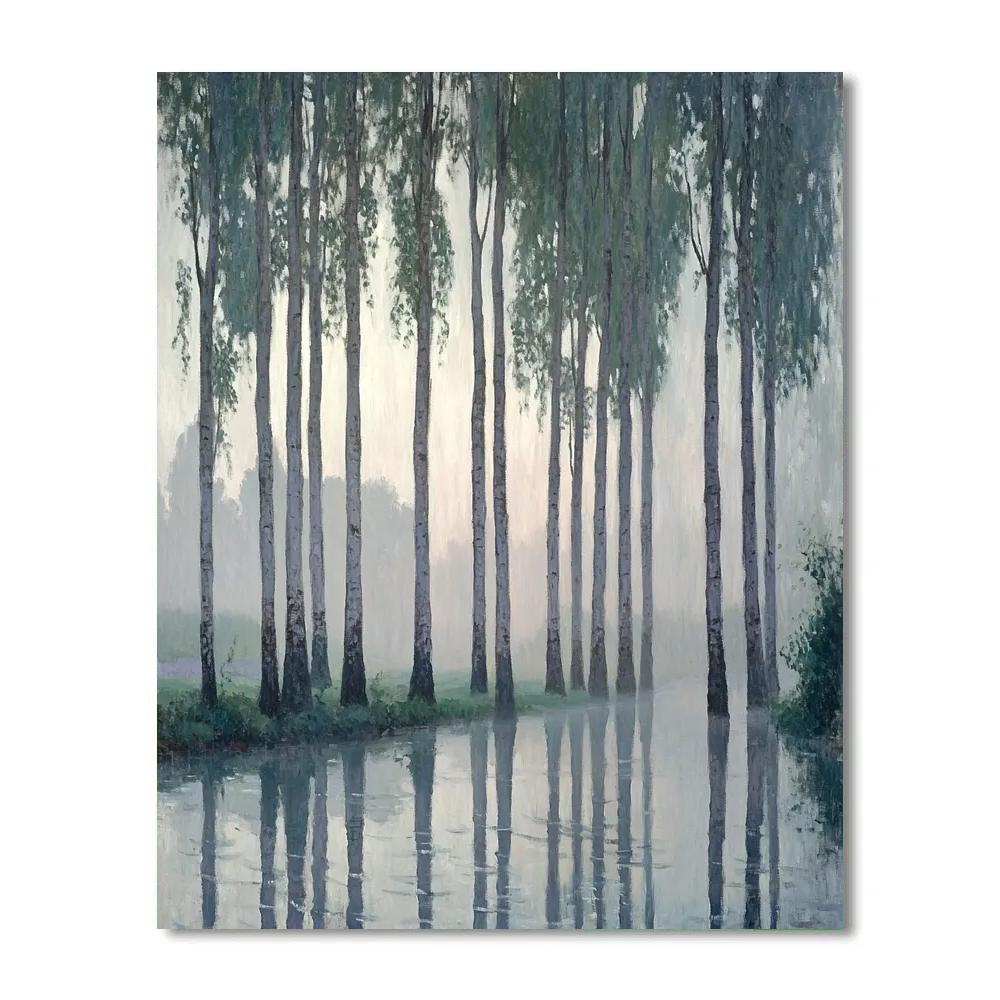 Claude Monet Inspired Silver Fog On Riverbank Poplars Numbered painting kits