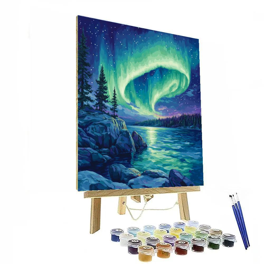 Franklin Carmichael Inspired Aurora Over Granite Headland paint by number