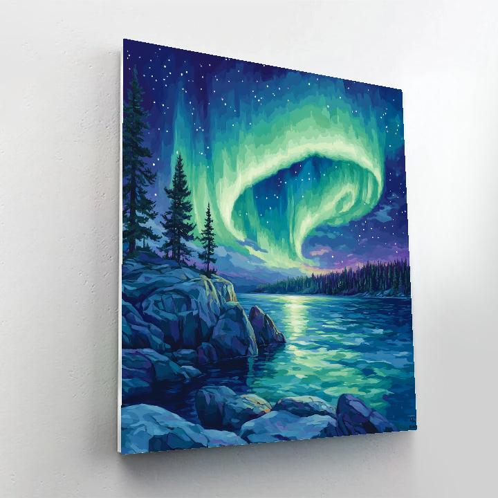 Franklin Carmichael Inspired Aurora Over Granite Headland paint by number