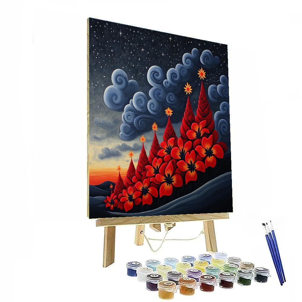 Frida Kahlo Inspired Volcano Petal Horizon painting number kit