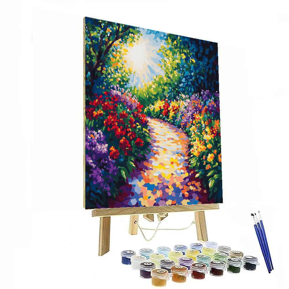 Claude Monet Inspired Midday Light On Flower Garden Path Paint by numbers art