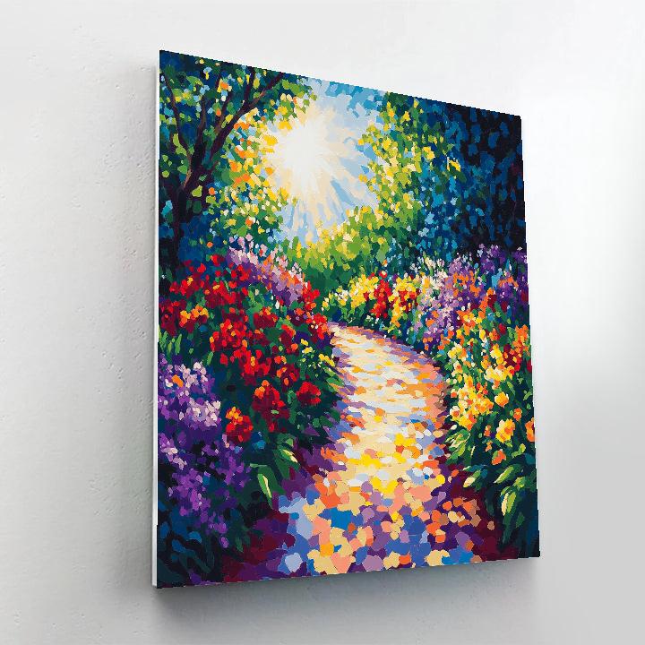 Claude Monet Inspired Midday Light On Flower Garden Path Paint by numbers art