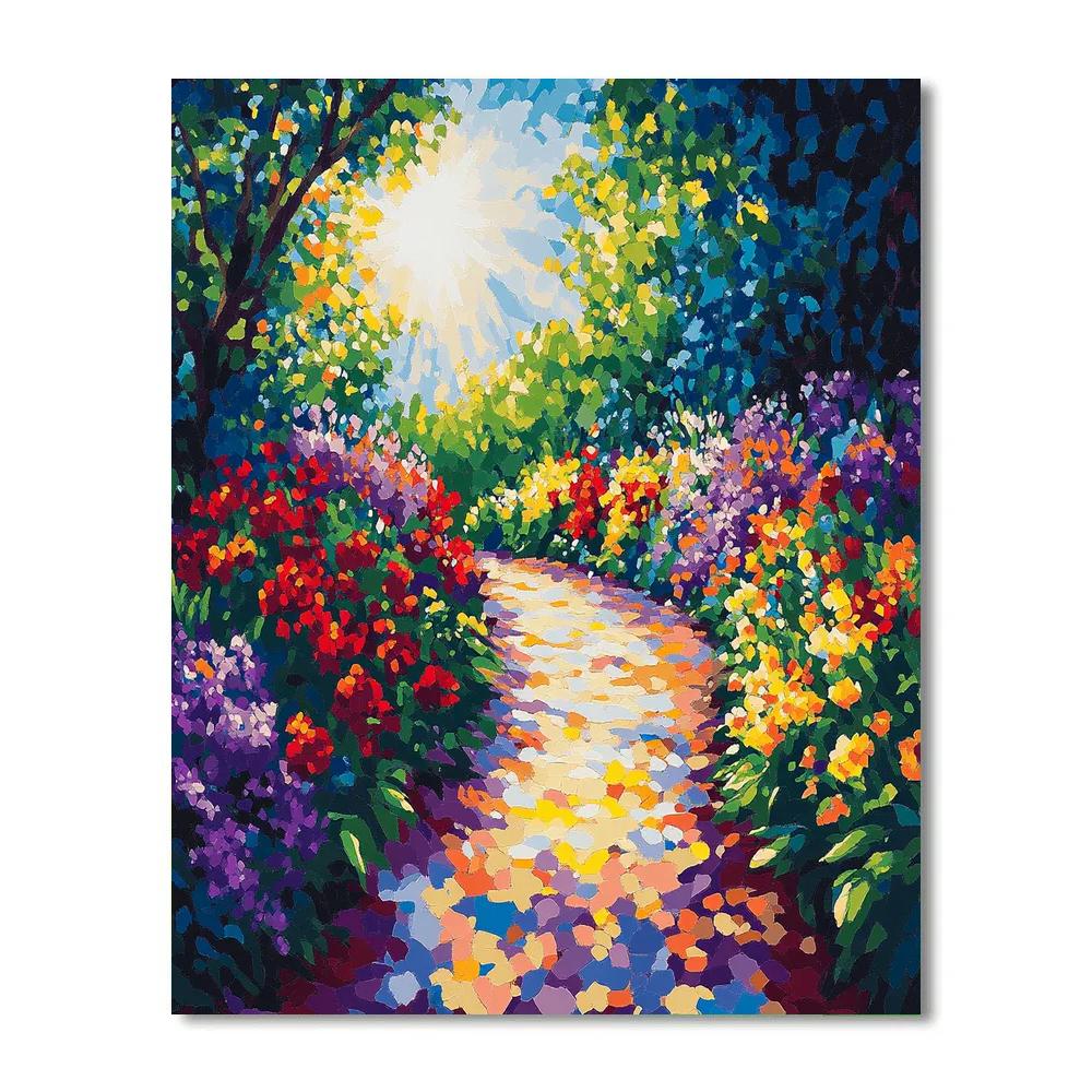 Claude Monet Inspired Midday Light On Flower Garden Path Paint by numbers art