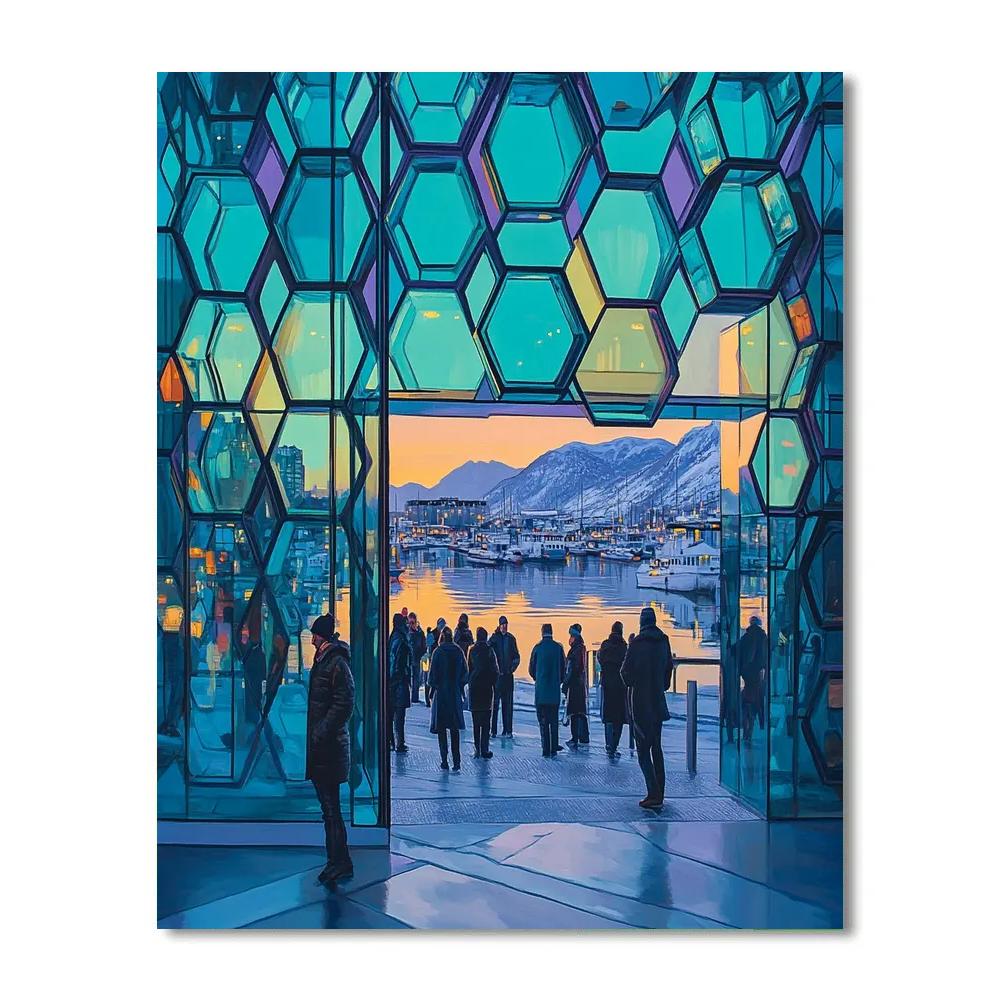 Harpa Concert Hall Facade Reykjavik Iceland Paint by numbers kits