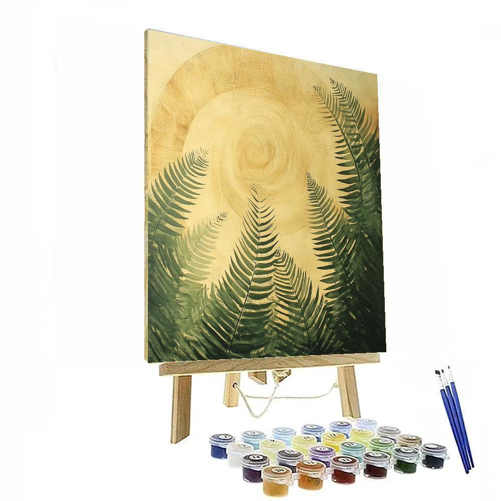 Leonardo Da Vinci Inspired Celestial Fern Scrolls Number painting