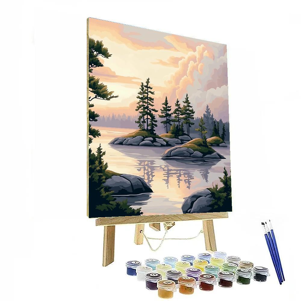 Franklin Carmichael Inspired Misty Pine Islands At Dawn Paint by numbers art
