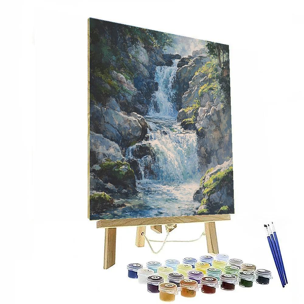 Leonardo Da Vinci Inspired Silent Waterfall Veil paint by number