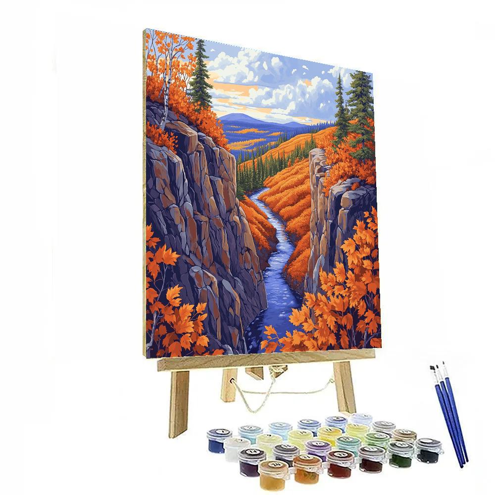 Franklin Carmichael Inspired Autumn Ravine And Shimmering Creek DIY paint by numbers