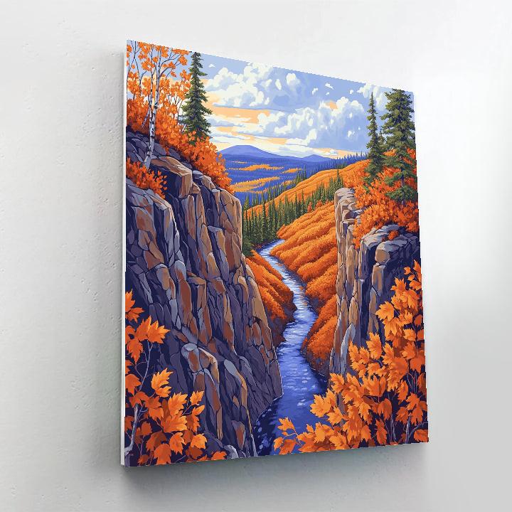 Franklin Carmichael Inspired Autumn Ravine And Shimmering Creek DIY paint by numbers