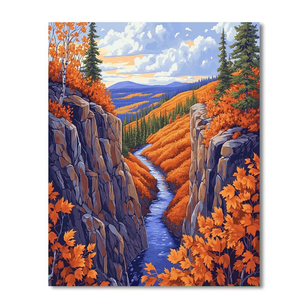 Franklin Carmichael Inspired Autumn Ravine And Shimmering Creek DIY paint by numbers