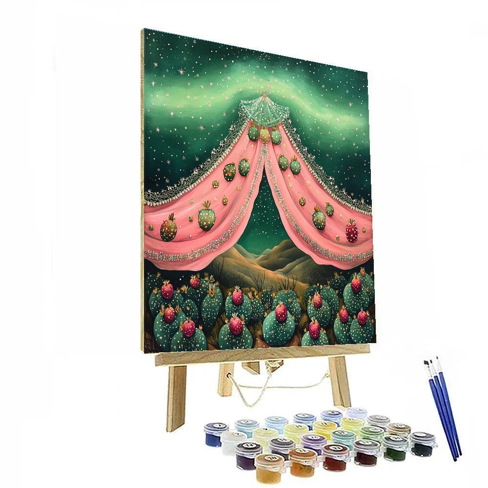 Frida Kahlo Inspired Prickly Pear Aurora Veil DIY paint by numbers