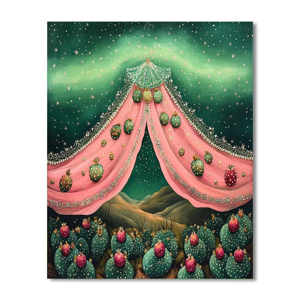 Frida Kahlo Inspired Prickly Pear Aurora Veil DIY paint by numbers